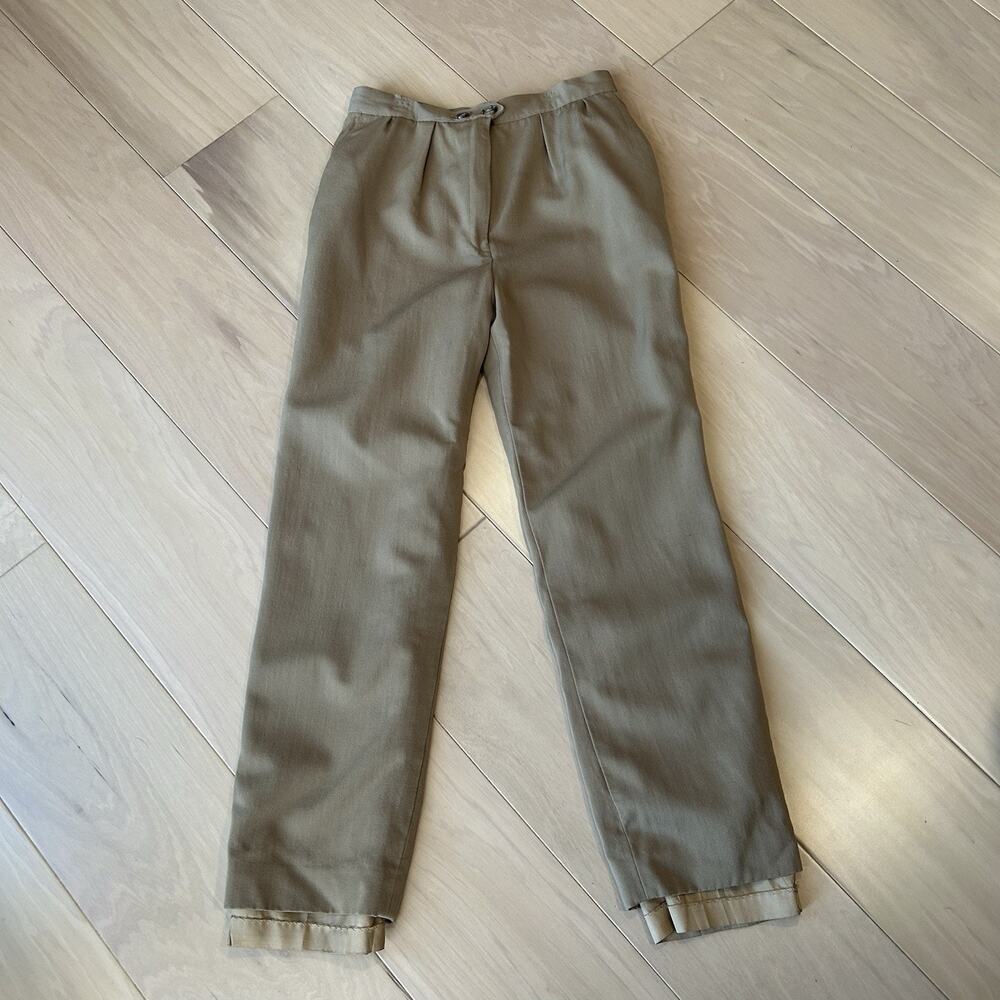 Vintage Christian Dior Petite Brown Wide-Leg Dress Pants Women's 25x26